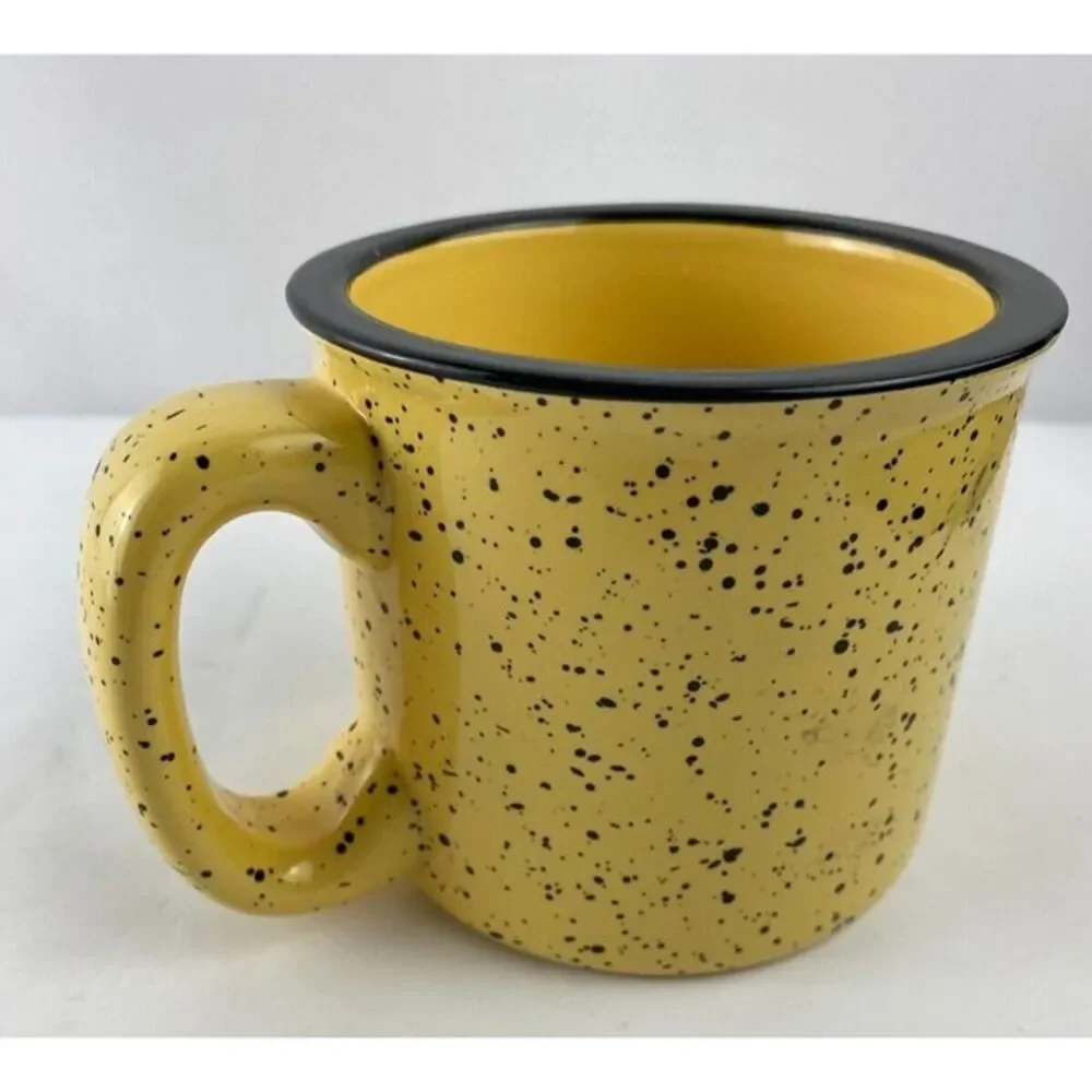 Yellow And Black Speckled Thick Chunky Coffee Tea Cup Mug 3.5in X 4in
